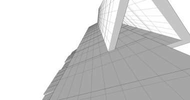 Arkaplanda mimari bina 3d illüstrasyon