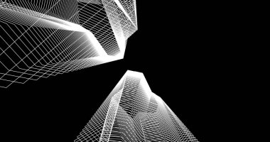 Mimari sanat konseptinde soyut çizgiler, minimum geometrik şekiller. 