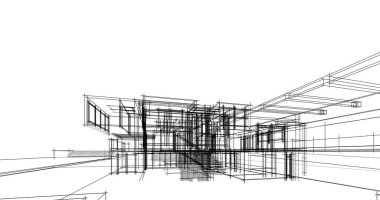 Mimari sanat konseptinde soyut çizgiler, minimum geometrik şekiller. 
