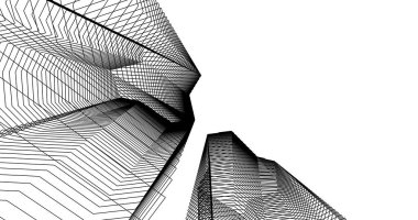 Mimari sanat konseptinde soyut çizgiler, minimum geometrik şekiller. 