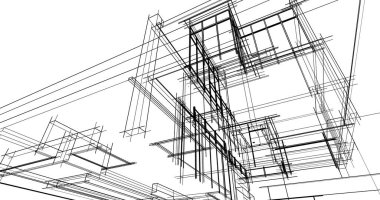 Arkaplanda mimari bina 3d illüstrasyon