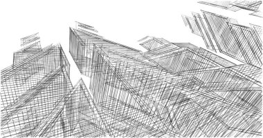 Mimari sanat konseptinde soyut çizgiler, minimum geometrik şekiller. 