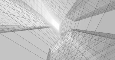 Arkaplanda mimari bina 3d illüstrasyon