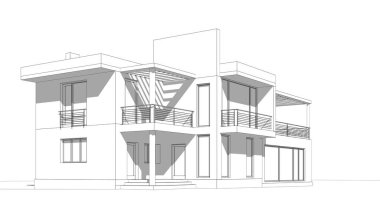 Mimari sanat konseptinde soyut çizgiler, minimum geometrik şekiller. 