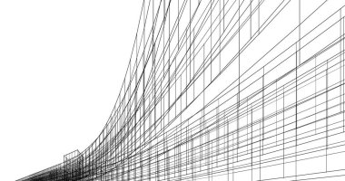 Mimari sanat konseptinde soyut çizgiler, minimum geometrik şekiller. 