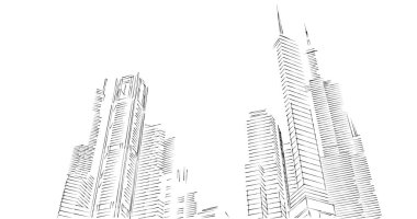 Arkaplanda mimari bina 3d illüstrasyon