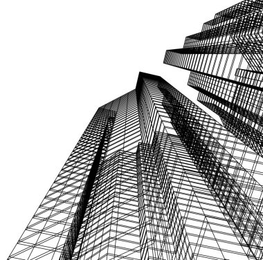 Mimari sanat konseptinde soyut çizgiler, minimum geometrik şekiller. 