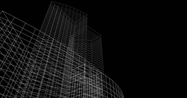 Mimari sanat konseptinde soyut çizgiler, minimum geometrik şekiller. 