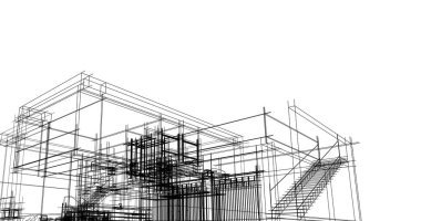 Mimari sanat konseptinde soyut çizgiler, minimum geometrik şekiller. 