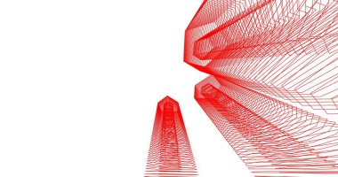 3d mimari duvar kağıdı tasarımı, dijital bina çizimi 