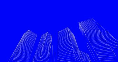 Arkaplanda mimari bina 3d illüstrasyon