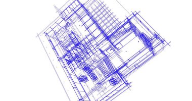 Arkaplanda mimari bina 3d illüstrasyon
