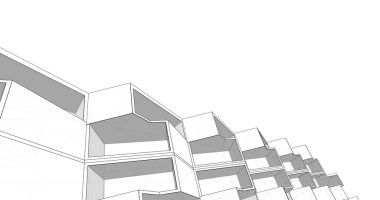 Mimari sanat konseptinde soyut çizgiler, minimum geometrik şekiller. 