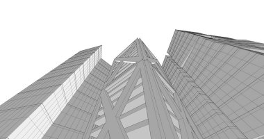 Arkaplanda mimari bina 3d illüstrasyon