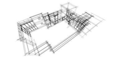 Arkaplanda mimari bina 3d illüstrasyon