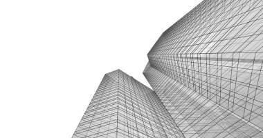 Arkaplanda mimari bina 3d illüstrasyon