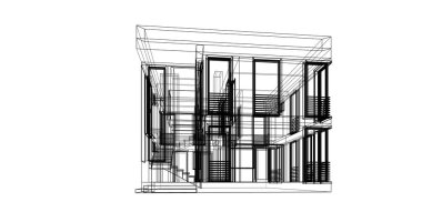 Arkaplanda mimari bina 3d illüstrasyon
