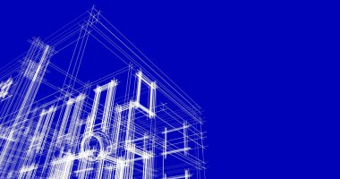 Mimari sanat konseptinde soyut çizgiler, minimum geometrik şekiller. 