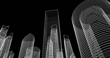 soyut mimari duvar kağıdı tasarımı, dijital konsept arkaplan