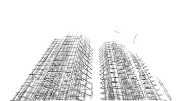 Mimari sanat konseptinde soyut çizgiler, minimum geometrik şekiller. 