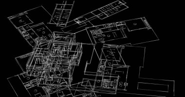 Mimari sanat konseptinde soyut çizgiler, minimum geometrik şekiller. 