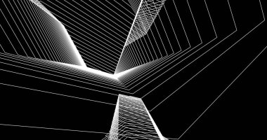 Mimari sanat konseptinde soyut çizgiler, minimum geometrik şekiller. 