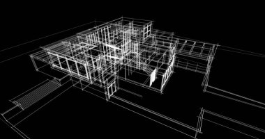 Arkaplanda mimari bina 3d illüstrasyon