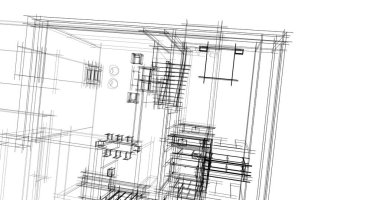 Mimari sanat konseptinde soyut çizgiler, minimum geometrik şekiller. 