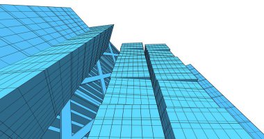 Arkaplanda mimari bina 3d illüstrasyon