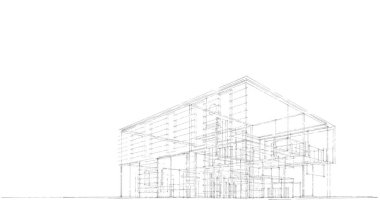 3d mimari duvar kağıdı tasarımı, dijital bina çizimi 