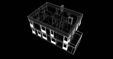 Arkaplanda mimari bina 3d illüstrasyon