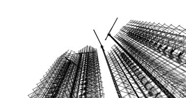 Mimari sanat konseptinde soyut çizgiler, minimum geometrik şekiller. 