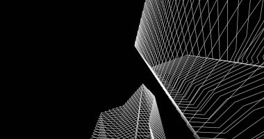 Mimari sanat konseptinde soyut çizgiler, minimum geometrik şekiller. 