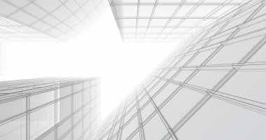 Arkaplanda mimari bina 3d illüstrasyon