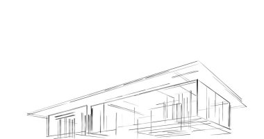 Mimari sanat konseptinde soyut çizgiler, minimum geometrik şekiller. 
