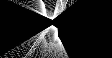 Mimari sanat konseptinde soyut çizgiler, minimum geometrik şekiller. 