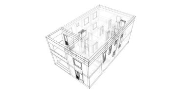 Mimari sanat konseptinde soyut çizgiler, minimum geometrik şekiller. 