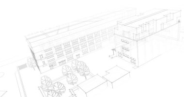 Mimari sanat konseptinde soyut çizgiler, minimum geometrik şekiller. 