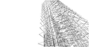 Mimari sanat konseptinde soyut çizgiler, minimum geometrik şekiller. 