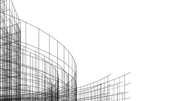 Mimari sanat konseptinde soyut çizgiler, minimum geometrik şekiller. 