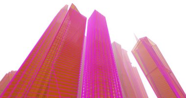 Arkaplanda mimari bina 3d illüstrasyon