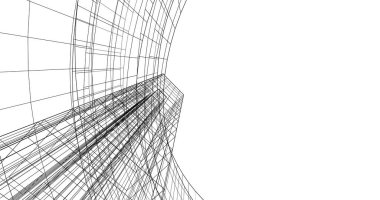 Mimari sanat konseptinde soyut çizgiler, minimum geometrik şekiller. 