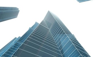 Arkaplanda mimari bina 3d illüstrasyon