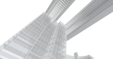 Arkaplanda mimari bina 3d illüstrasyon