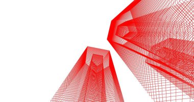 3d mimari duvar kağıdı tasarımı, dijital bina çizimi 