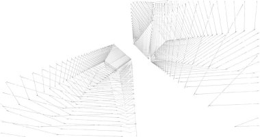 Mimari sanat konseptinde soyut çizgiler, minimum geometrik şekiller. 