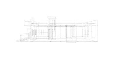 Arkaplanda mimari bina 3d illüstrasyon