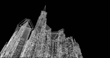 Mimari sanat konseptinde soyut çizgiler, minimum geometrik şekiller. 