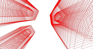 3d mimari duvar kağıdı tasarımı, dijital bina çizimi 