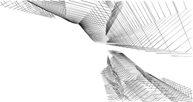 Mimari sanat konseptinde soyut çizgiler, minimum geometrik şekiller. 